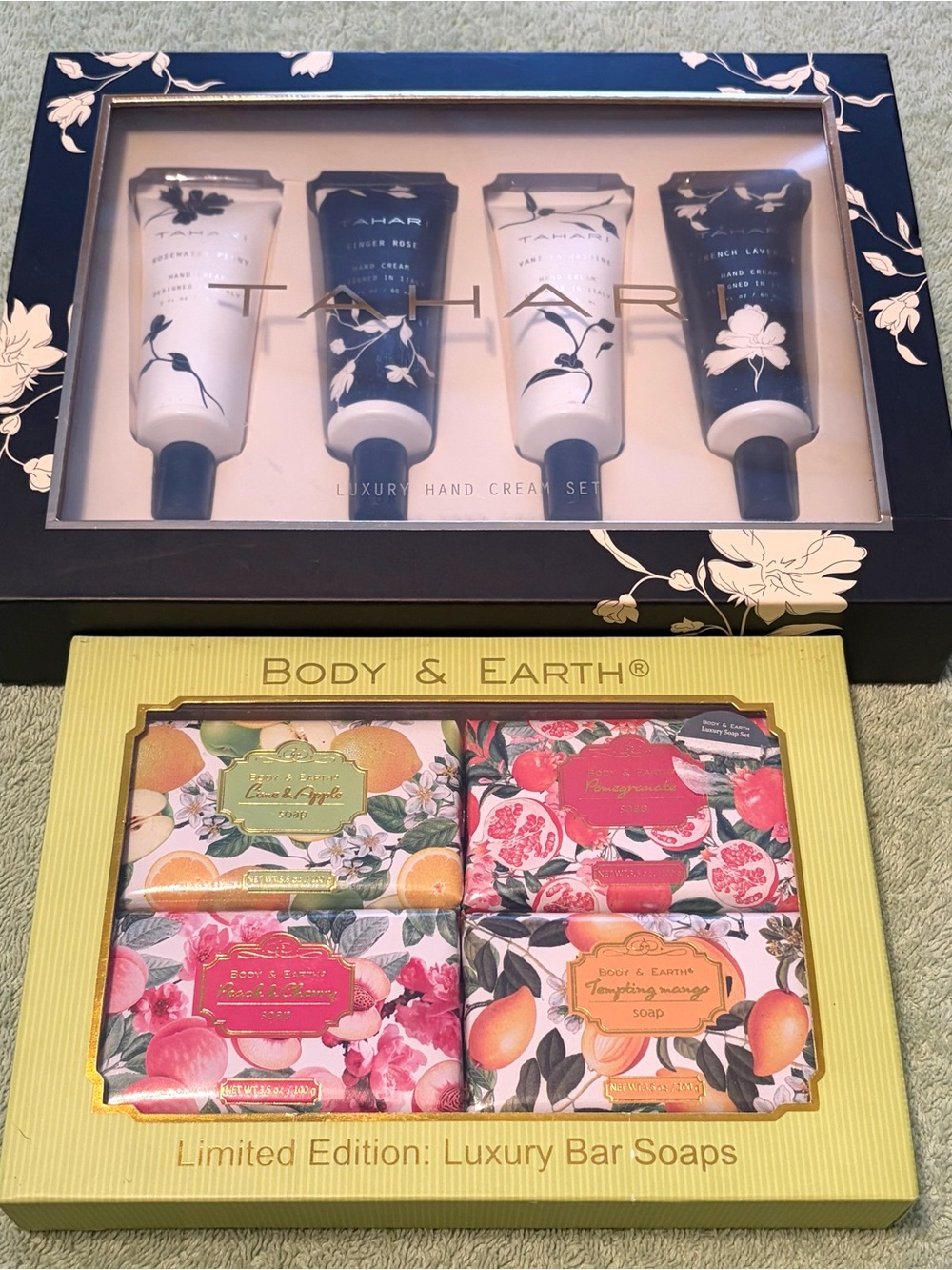 Luxury Bath & Body Gift Bundle Tahari Hand Cream & Body & Earth Soap Set